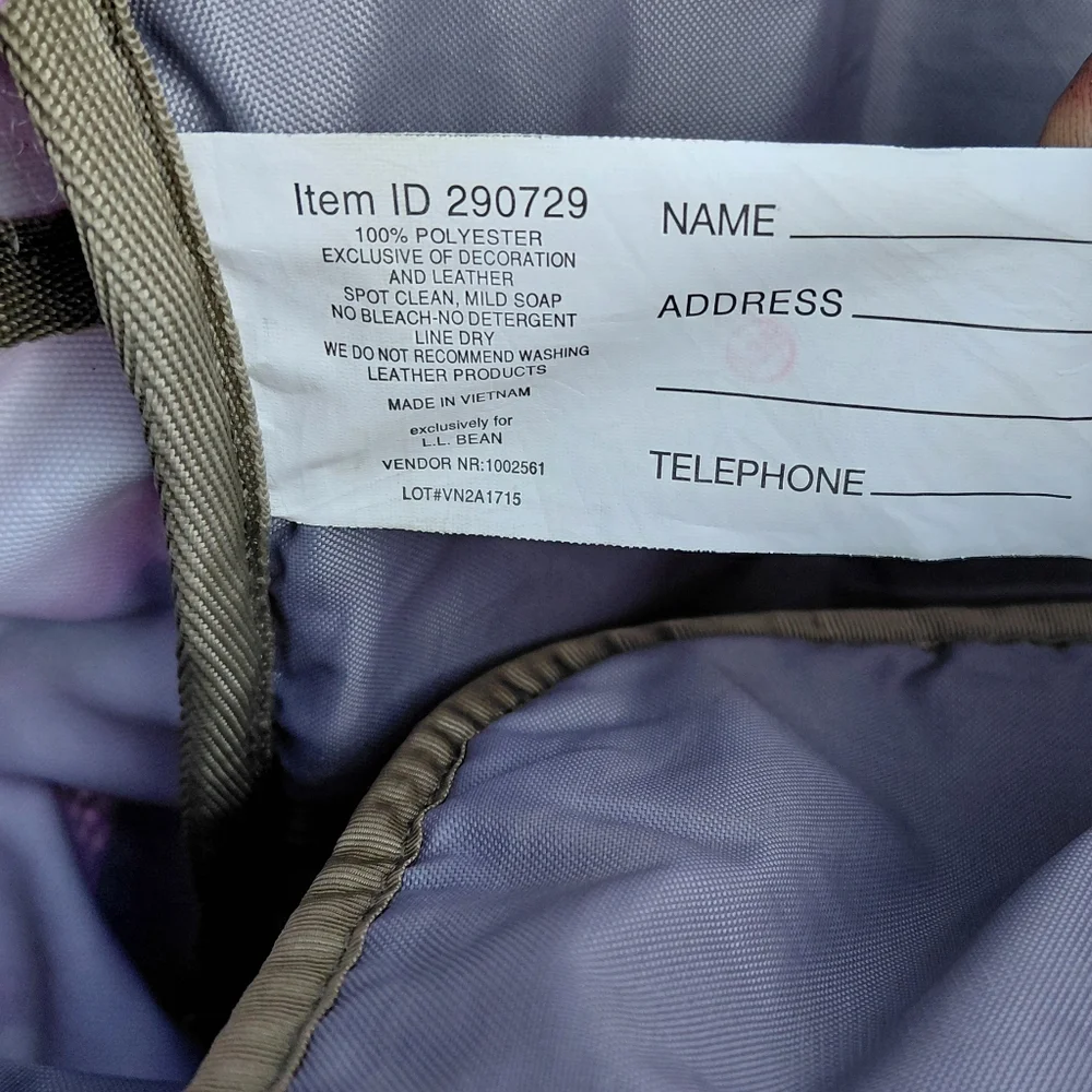LL Bean black raspberry gray & magenta multi pocket nylon hiking school backpack